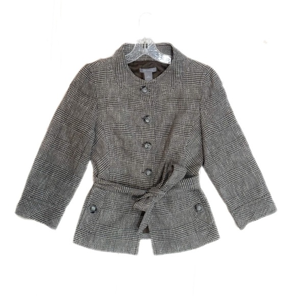 Ann Taylor tweed metallic 3/4 sleeve button down jacket ❤️ - Picture 2 of 8